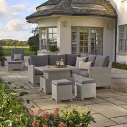 Kettler Palma Rattan Garden Corner Sofa Set, 7 Seater, White Wash - thumbnail 1