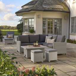 Kettler Palma Rattan Garden Corner Sofa Set, 7 Seater, White Wash - thumbnail 4