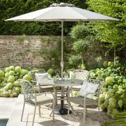 Hartman Berkeley Garden Dining Set with Parasol, Round, 4 Seater, Cream