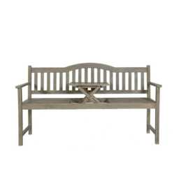 Pacific Lifestyle Richmond Wood Garden Bench with folding table, Grey