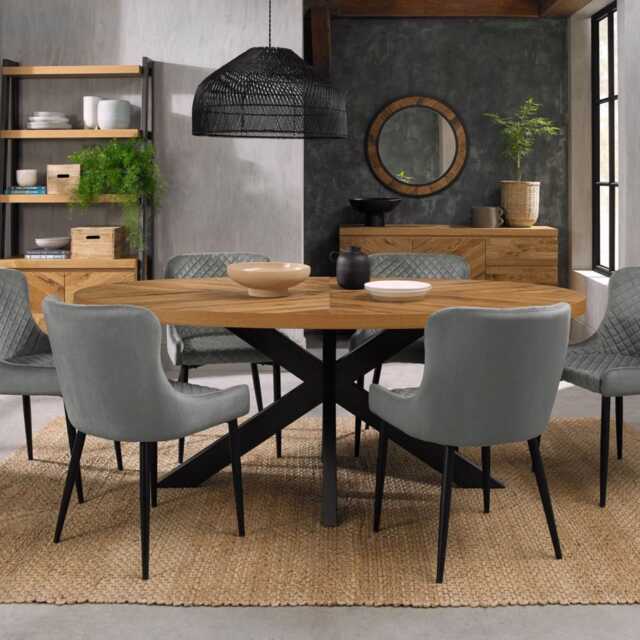 Casa Eclipse Oval Table & 6 Chairs Dining Set, Rustic Oak - image 1