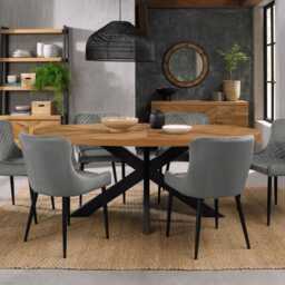 Casa Eclipse Oval Table & 6 Chairs Dining Set, Rustic Oak