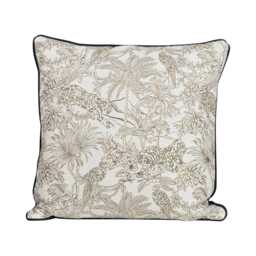 Casa Jungle Embroidered Cushion, Natural