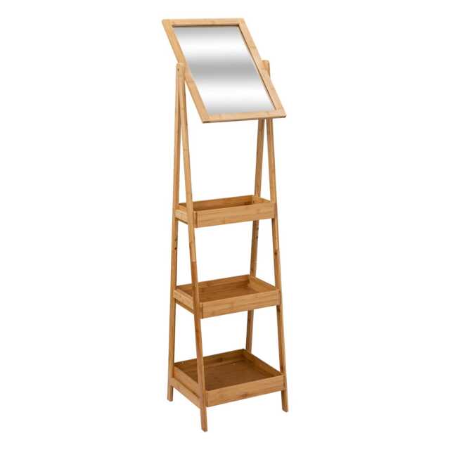 5five Bamboo 3 Shelf Bathroom Storage Unit with Mirror