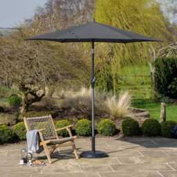 Pacific Lifestyle Riva Weather Resistant Parasol with Tilt, 2.5m, Round, Grey