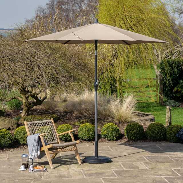 Pacific Lifestyle Riva Weather Resistant Parasol with Tilt, 2.5m, Round, Taupe - image 1