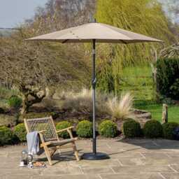 Pacific Lifestyle Riva Weather Resistant Parasol with Tilt, 2.5m, Round, Taupe - thumbnail 1