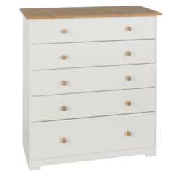 Casa Chandler 5 Drawer Chest, White - thumbnail 1