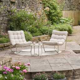 Pacific Lifestyle Clermont Metal Garden Bistro Set, 2 Seater, Putty - thumbnail 1
