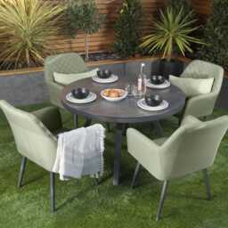 Supremo Mirfield Aluminium Garden Dining Set, Round, 4 Seater, Green - thumbnail 4