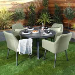 Supremo Mirfield Aluminium Garden Dining Set, Round, 4 Seater, Green