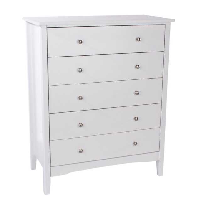 Casa Carla 5 Drawer Chest of Drawers, White - image 1