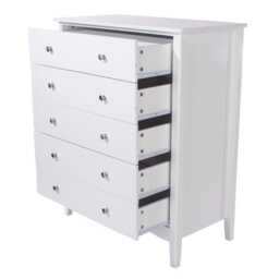 Casa Carla 5 Drawer Chest of Drawers, White - thumbnail 3