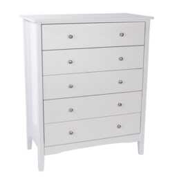 Casa Carla 5 Drawer Chest of Drawers, White - thumbnail 1
