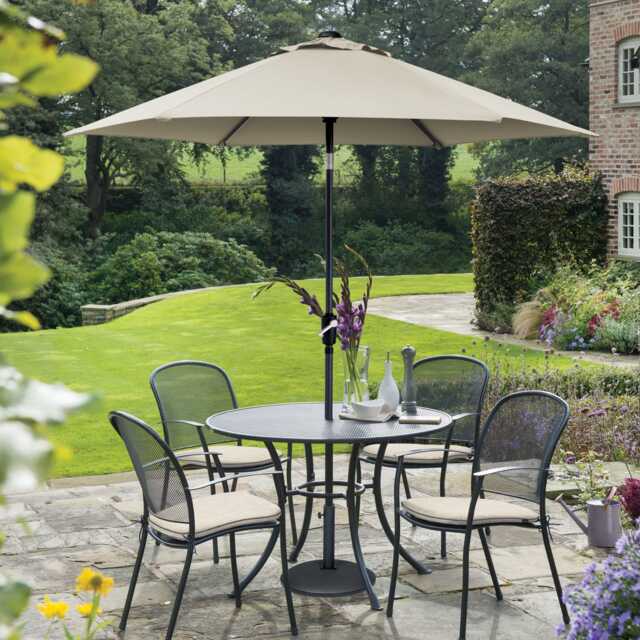 Kettler Caredo Metal Garden Dining Set, Round, 4 Seater, Grey