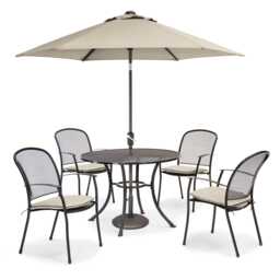 Kettler Caredo Metal Garden Dining Set, Round, 4 Seater, Grey - thumbnail 2