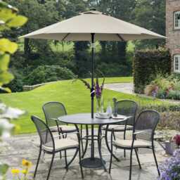 Kettler Caredo Metal Garden Dining Set, Round, 4 Seater, Grey - thumbnail 1