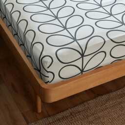 Orla Kiely Linear Stem Fitted Sheet, 40cm Drop, Single, Charcoal