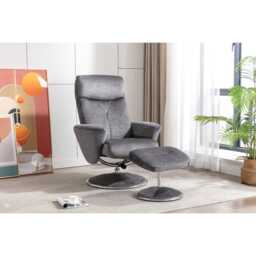Casa Peru Swivel Manual Recliner Fabric Chair & Footstool, Graphite - thumbnail 4