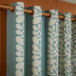 Orla Kiely Sycamore Stripe Curtains, 168 X 183cm, Duck egg