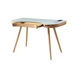 Jual San Francisco Smart Office Glass Top Desk, Oak - thumbnail 4