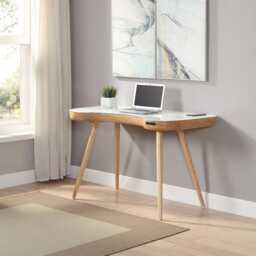 Jual San Francisco Smart Office Glass Top Desk, Oak - thumbnail 2