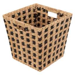 5five Woven Square Design Basket, Black & Natural - thumbnail 1