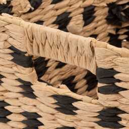 5five Woven Square Design Basket, Black & Natural - thumbnail 2