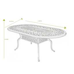 Casa Cadiz Aluminium Garden Dining Set, Oval, 6 Seater, Grey - thumbnail 4