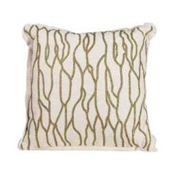 Casa Geo Print Embroidered Cushion, Gold