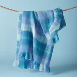 Bluebellgray Highland Check Throw, Sea Blue - thumbnail 2