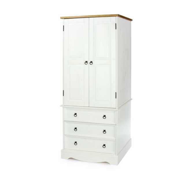 Casa Connor 2 Door 3 Drawer Wardrobe, White - image 1