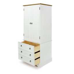 Casa Connor 2 Door 3 Drawer Wardrobe, White - thumbnail 3