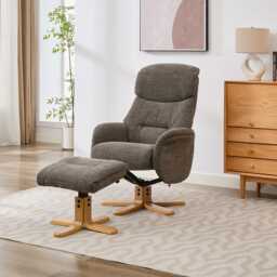 Casa Eddie Fabric Recliner Swivel Chair & Stool, Thunder