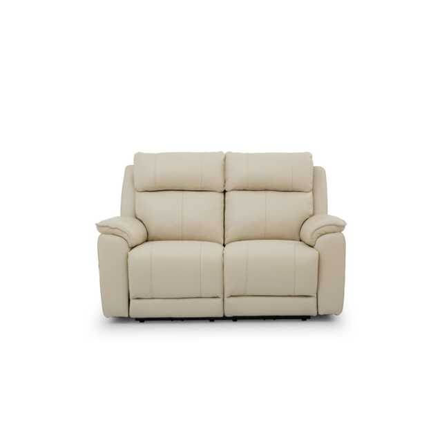 Casa Alex 2 Seater Leather Power Recliner Sofa with Head Tilt, Bone China - image 1