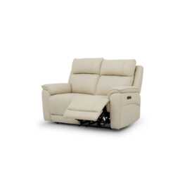 Casa Alex 2 Seater Leather Power Recliner Sofa with Head Tilt, Bone China - thumbnail 2