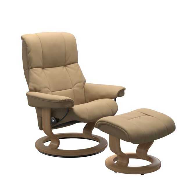Stressless Mayfair Medium Leather Recliner Chair & Footstool, Paloma Sand - image 1