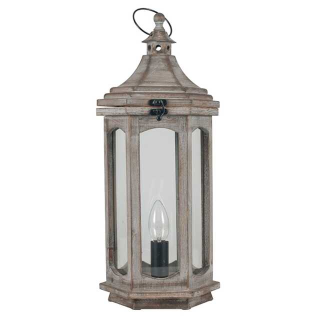 Pacific Lifestyle Adaline Wood Lantern Table Lamp, Grey