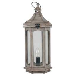 Pacific Lifestyle Adaline Wood Lantern Table Lamp, Grey