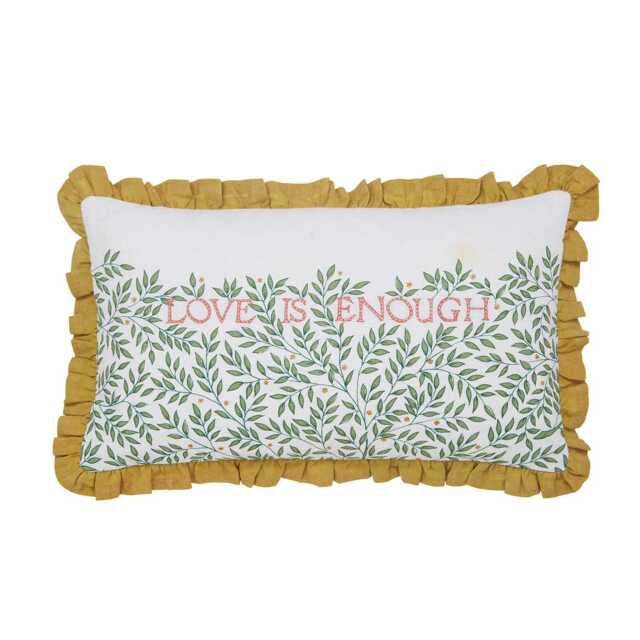Morris & Co Love Is Enough Cushion, Evergreen & Coral - image 1
