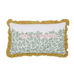 Morris & Co Love Is Enough Cushion, Evergreen & Coral - thumbnail 1