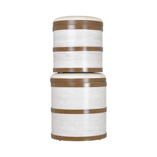 Casa Faux Leather Storage Stool, Medium, Washed Cream - image 1