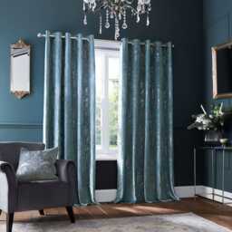 Laura Ashley Josette Metallic Eyelet Curtains W162 X D228cm, Pale Seaspray - thumbnail 1