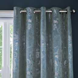 Laura Ashley Josette Metallic Eyelet Curtains W162 X D228cm, Pale Seaspray - thumbnail 2