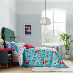 Budding Brights By Helena Springfield Rosie Duvet Set, King, Turquoise