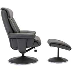 Casa Bayonne Faux Leather Manual Recliner Swivel Chair & Footstool, Mushroom - thumbnail 2