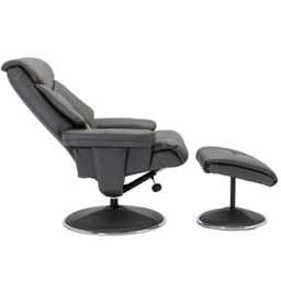 Casa Bayonne Faux Leather Manual Recliner Swivel Chair & Footstool, Mushroom - thumbnail 3