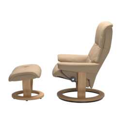 Stressless Mayfair Medium Leather Recliner Chair & Footstool, Paloma Beige - thumbnail 2