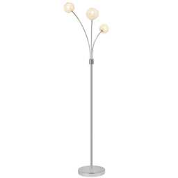 Casa Florence 3 Light Round Floor Lamp, Chrome & Glass, White