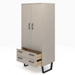 Casa Taylor 2 Door 2 Drawer Wardrobe, Grey - thumbnail 3